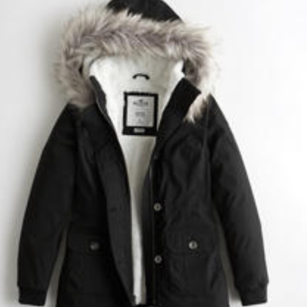 Black and cream lined parka